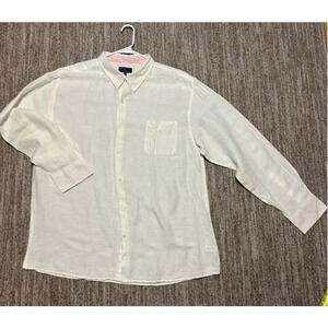Margaritaville Island Reserve White Linen Blend Long Sleeve Mens Shirt Sz XXL